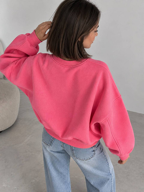 Свитшот женский OLIVIA 2479 oversize утепленный на флисе с вышивкой one size, розовый, one size Киев - изображение 18