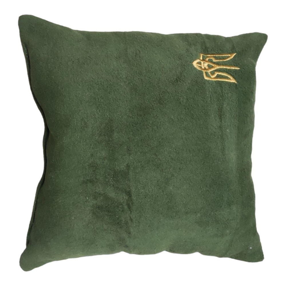 Подушка декоративна 35×35 з вішивкою тризуб Київ - фото 2