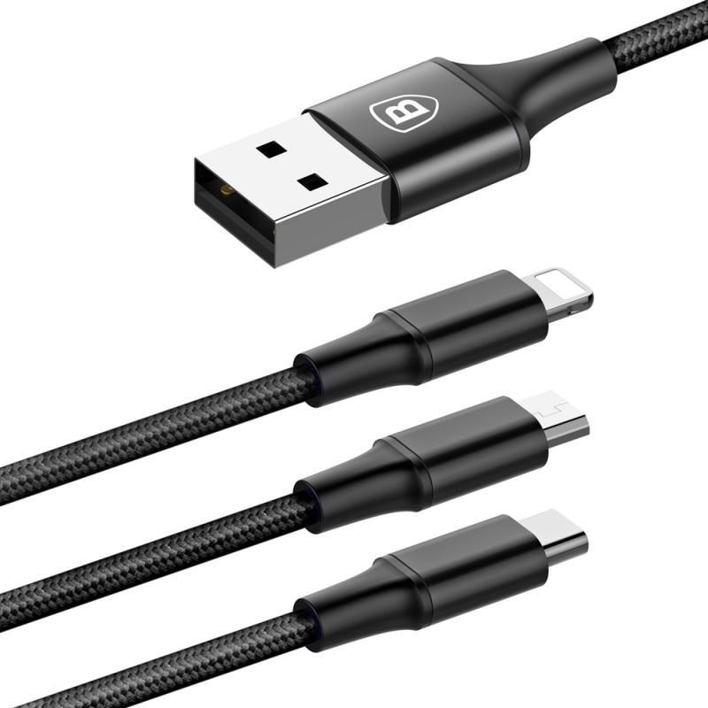 Кабель BASEUS 3in1 CAMLT-SU01 1.2M черный Киев - изображение 2