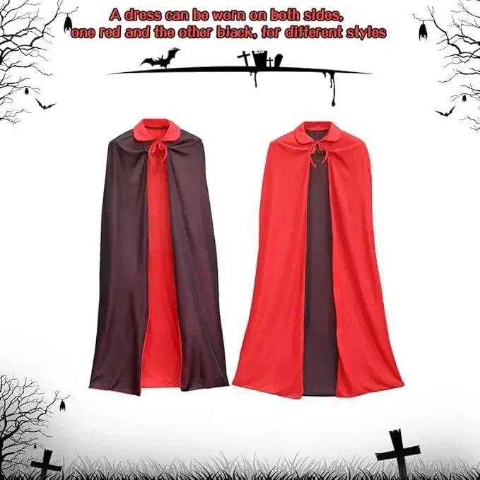 Плащ вампира Дракулы ведьмы накидка волшебника красной шапочки черный красный для Хэллоуина 140 см Киев - изображение 9