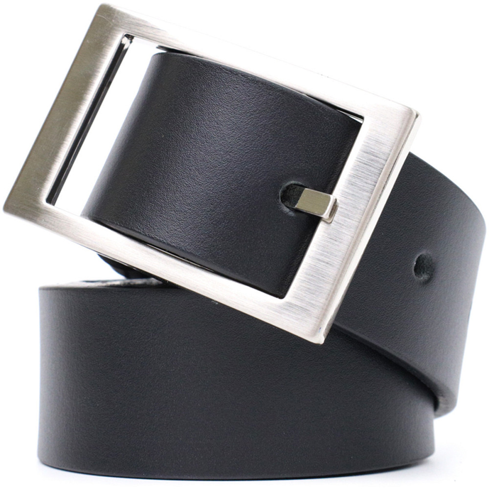 Кожаный брючный ремень для мужчин из квадратной пряжкой GRANDE PELLE 11678 Черный Киев - изображение 7