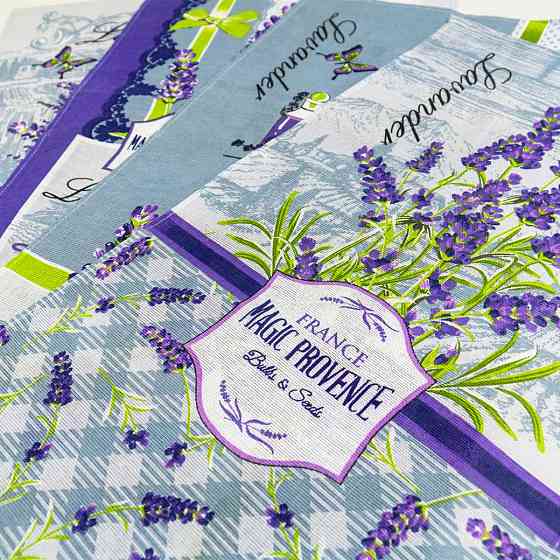 Кухонний рушник рогожка з петелькою та принтом magic provence 35х61см 180г/м2 (Лавандовий) Суми