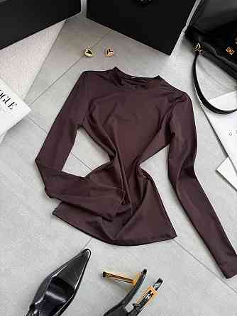 Жіночий повсякденний базовий лонгслів мікродайвінг Шоколад Одеса