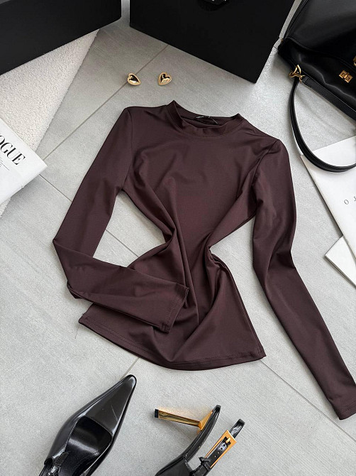 Женский повседневный базовый лонгслив микродайвинг Шоколад Одесса - изображение 1