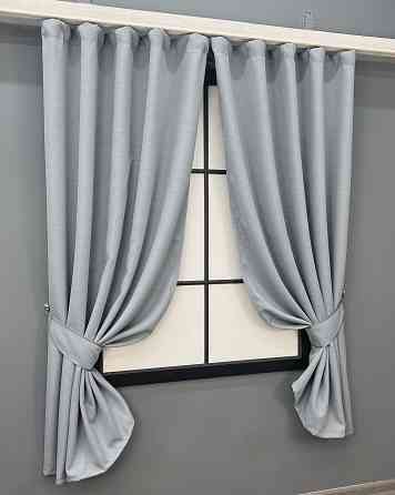 Комплект коротких штор VR-Textil Блекаут двосторонній Scandi № 1899ш Сіро-блакитний 130х170 см 2 шт (35-0431) Київ