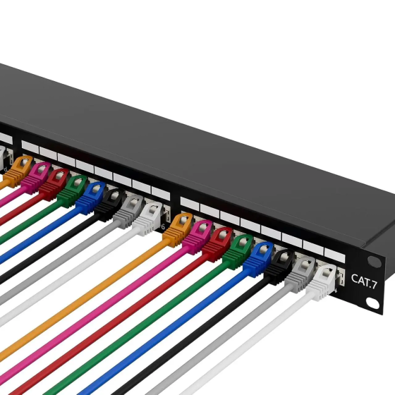 Патч-панель FGB CAT 7 на 24 порта 1U 48см - экранированное крепление для сервера RJ45 - экранированная сетевая патч-панель Киев