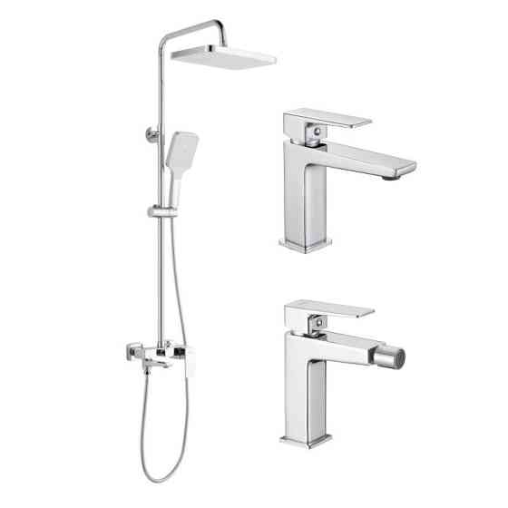 Акционный набор Lidz:Orion 001F Смеситель для раковины низкий+Orion 1030 Душ. система универсальная на три потребителя+Orion 001AF Киев