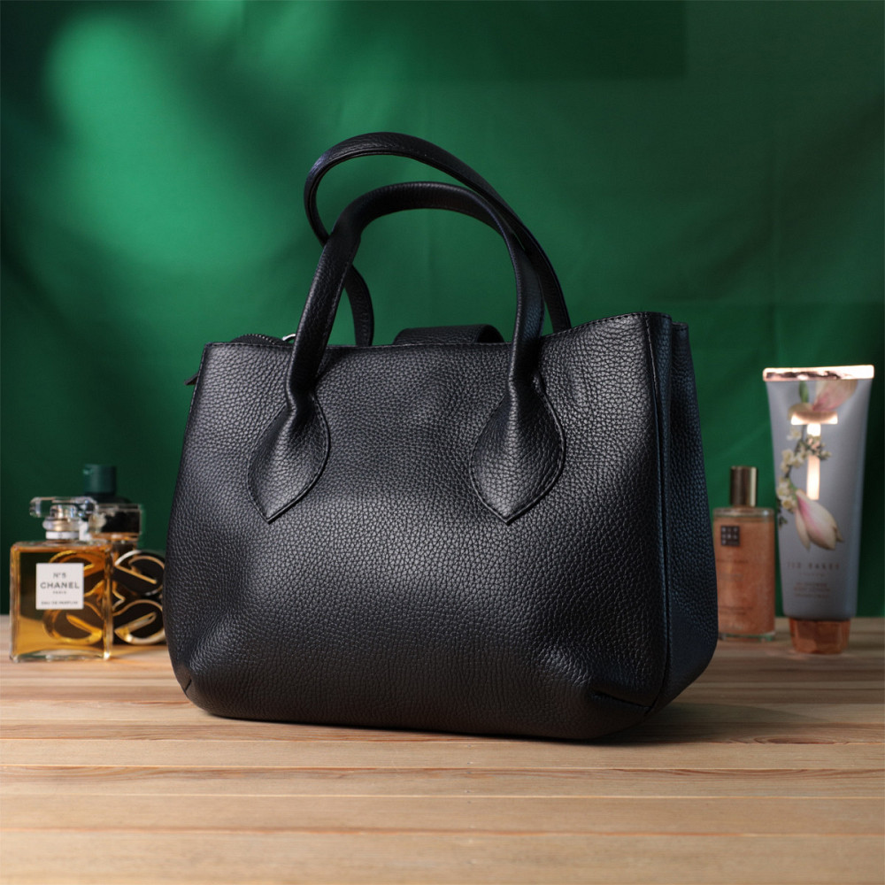 Замечательная женская сумка с двумя ручками из натуральной кожи Shvigel 22829 Черная Киев - изображение 10