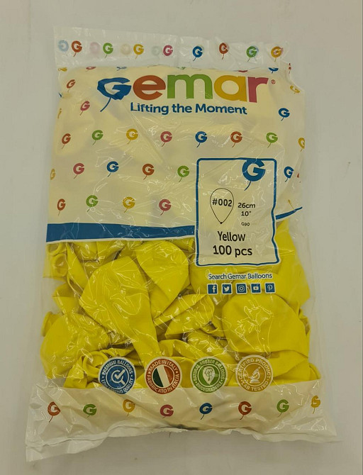Повітряні кульки 10" (25 см) пастель жовтий Gemar 100 шт (1 пачка) Харків - фото 2