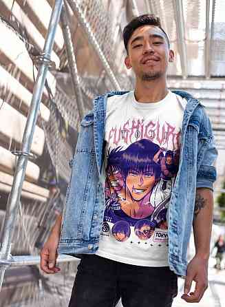 Футболка для хлопчика з аніме принтом Магічна битва оверсайз (зріст від 165 до 180) Чорний AnimeJ0861m Дніпро