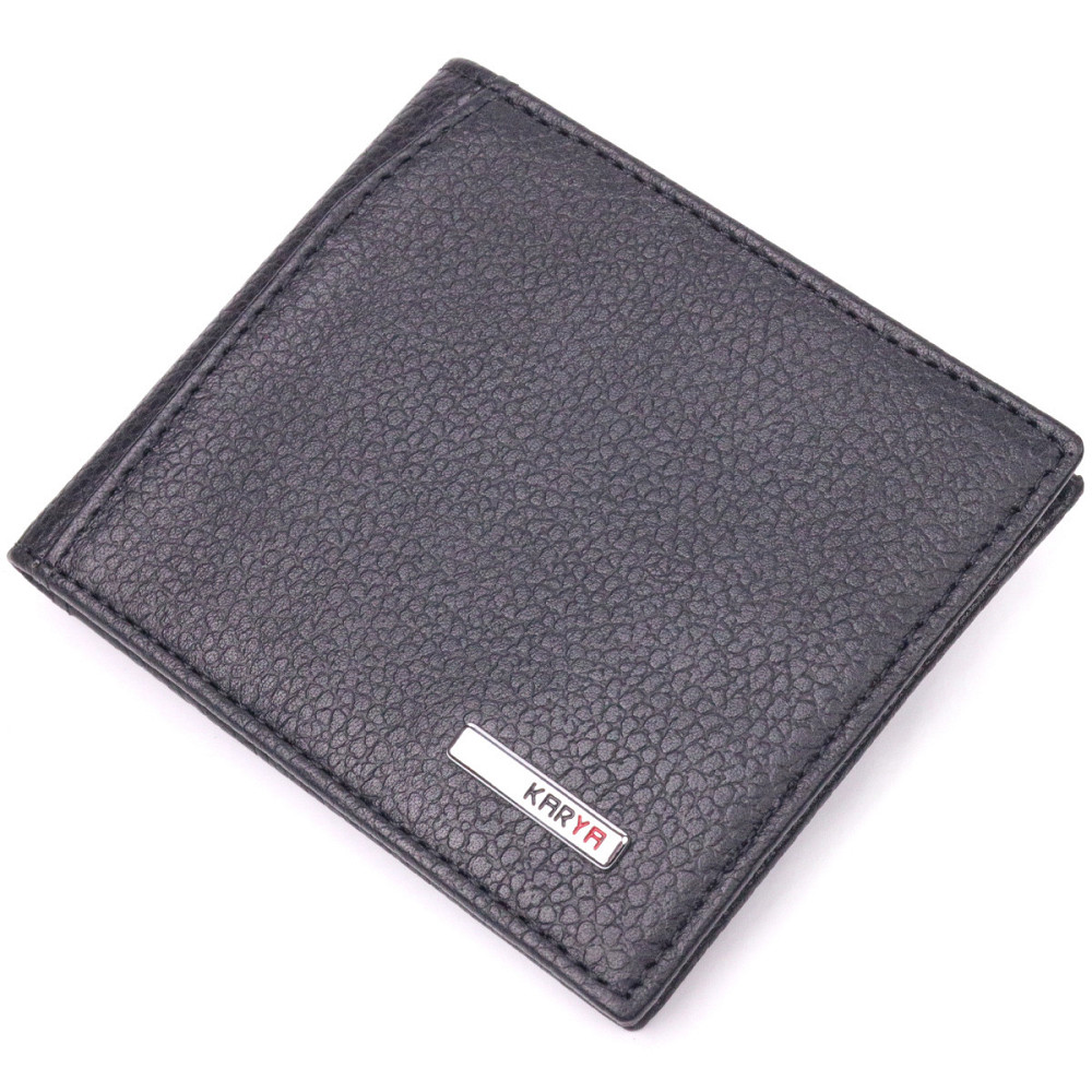 Классический мужской зажим с монетницей из натуральной кожи KARYA 21403 Черный Киев - изображение 1