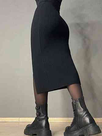 Спідниця жіноча My fashion 6808-80 в’язана з розрізом середня довжина, чорний, one size Київ