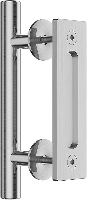 Дверна ручка для розсувних дверей 30 см подвійна двостороння врізна, нержавіюча сталь, срібляста з кріпленням Київ - фото 8