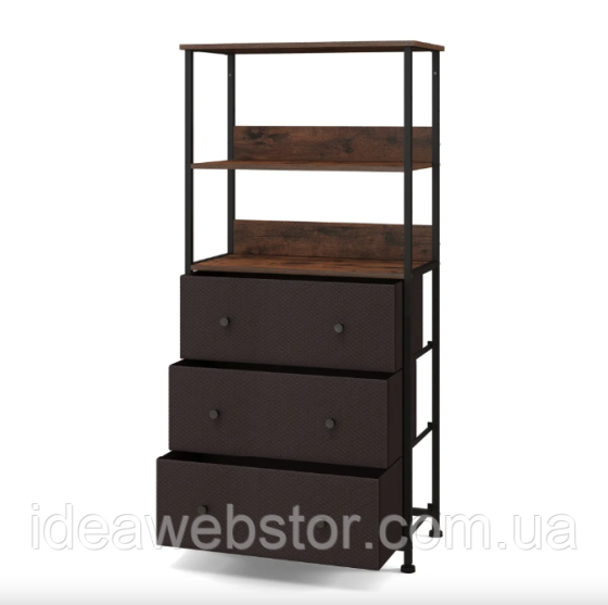 Стелаж Costway Skiff з текстильними ящиками в стилі Loft 3 тканинні ящики полиці для зберігання Київ
