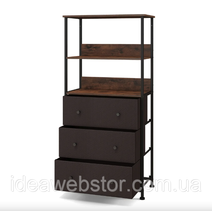 Стеллаж Costway Skiff с текстильными ящиками в стиле Loft 3 тканевых ящика полки для хранения Киев - изображение 1