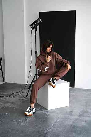 Женский стильный повседневный костюм Chicago с двойным капюшоном Мокко, 42/46 Одесса