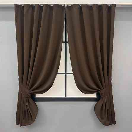 Комплект коротких штор VR-Textil Блэкаут Midnight № 1677ш Коричневый 140х170 см 2 шт (35-0331) Киев