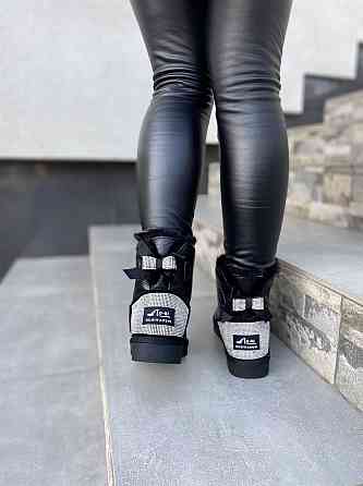 Угги жіночі OUQIDAGENI чорні натуральна шкіра висота 16 см розмір 36 ( -1) Коломыя