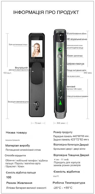 Дверной замок 918 со сканером отпечатка пальцев (896603253) Киев - изображение 6