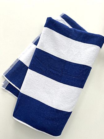 Пляжное полотенце махровое Ideal Textile в полоску 90х170 см (56860346) синя смужка Черновцы - изображение 3