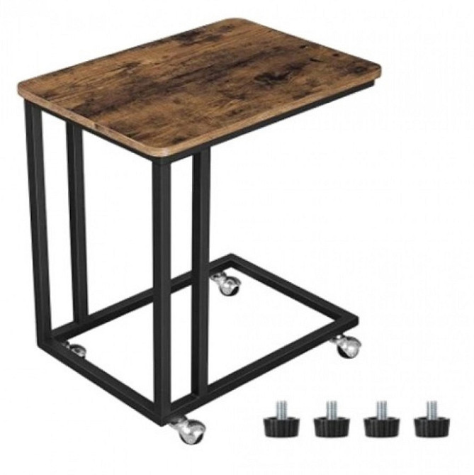 Журнальний стіл на коліщатках лофт Bonro ST-1045 чорний з дубом Київ - фото 3