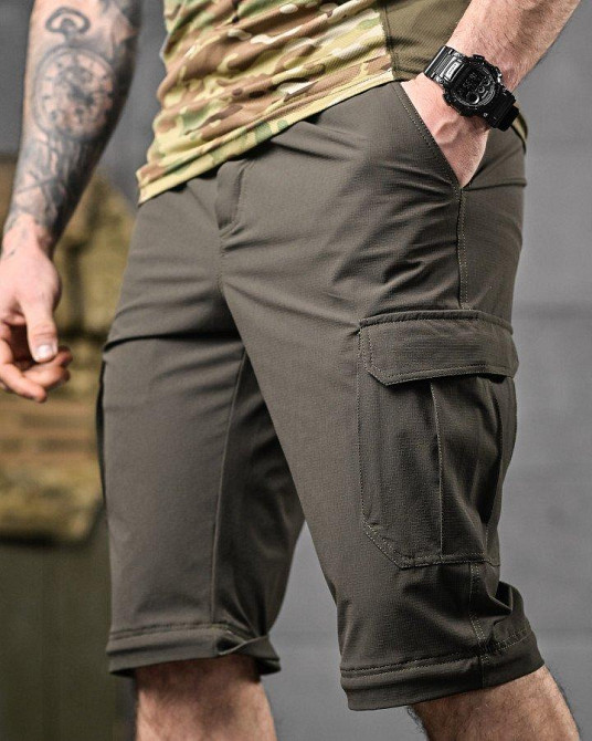 Стрейчевые летние такатические штаны-шорты PARADOX олива ДЛ6298 Одесса - изображение 15