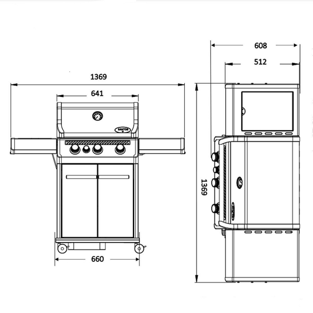 Газовий гриль SANTOS S-318 Black, з бічним і заднім пальниками, чорний 900273 Код: 010952 Рівне - фото 6