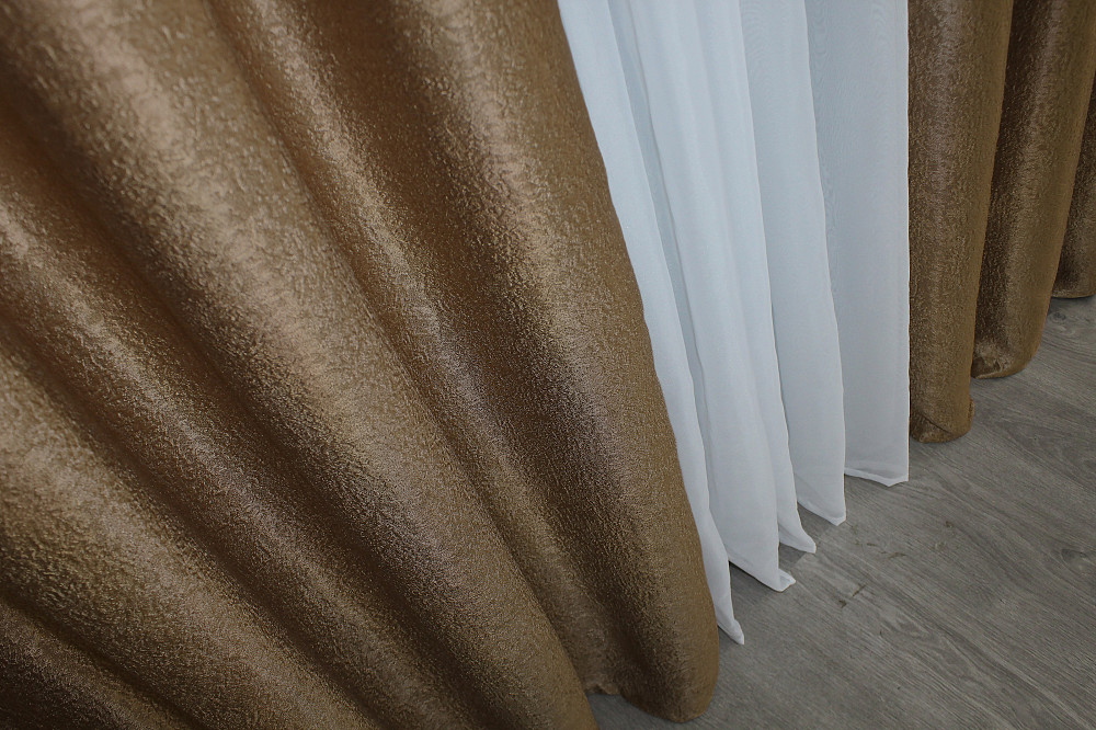 Комплект штор на петлях VR-Textil Софт № 095ш 150х250 см 2 шт Коричневий (36-0001) Киев - изображение 8