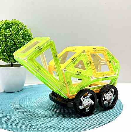 Конструктор магнітний Limo Toy Транспорт 57 деталей Зелено-жовтий (KB 1014) Чернигов