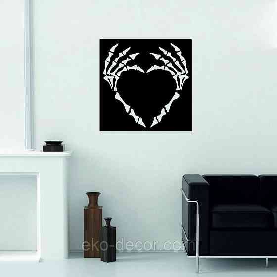 Декоративное настенное 3D Панно «Скелет», Декор на стену с объемом 70*70 см, Черный Киев