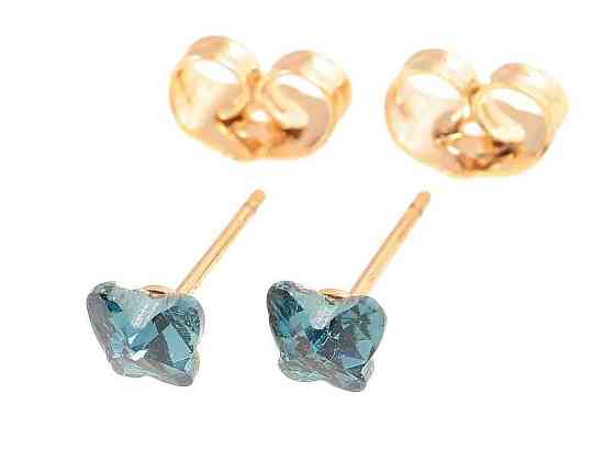 Серьги пусеты позолота 18K «Синие хрустальные бабочки» 281887 ТМ XUPING Киев