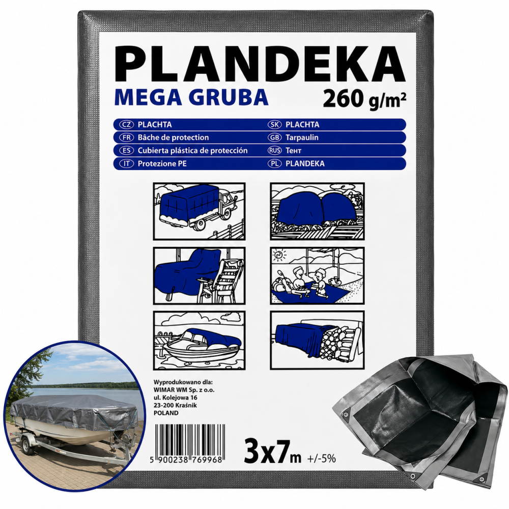 Тент 260 г/м2 3мх7м тарпауліновий "PLANDEKA" для захисту від дощу Дніпро - фото 11