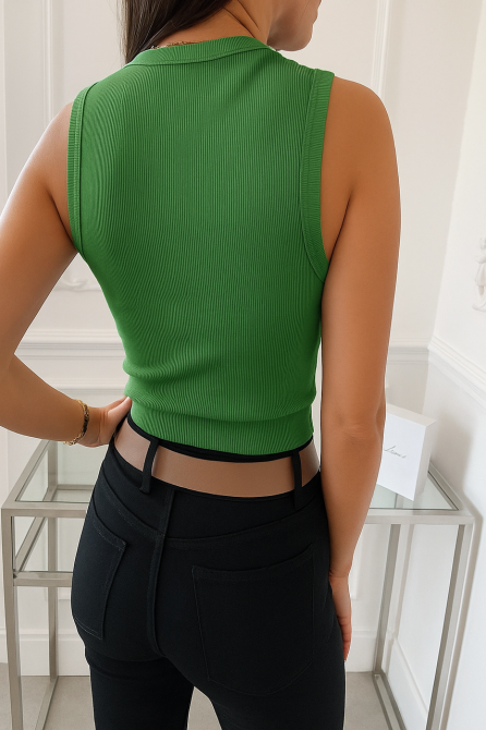 Майка жіноча рубчик "Effy" оптом | Норма 42-44, Зелений Київ - фото 2
