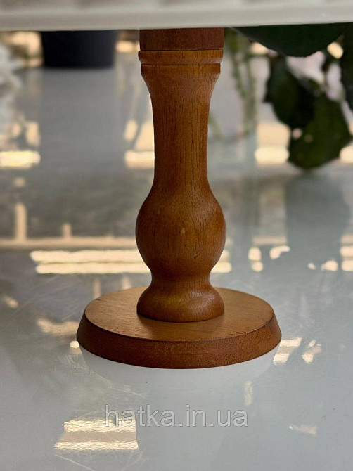 Тортівниця підставка для торта на ніжці «White kitchen» 27*16 см кераміка+дерево 8030-324 Київ - фото 7