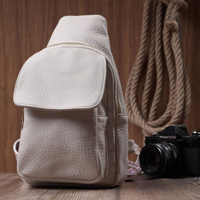 Сумка Vintage Жіноча з однією лямкою через плече з крупнозернистої екошкіри Молочна (22761) Вінниця - фото 5