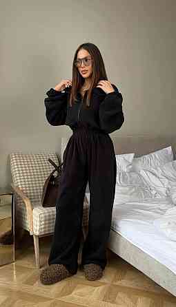 Стильний жіночий витончений комбінезон двосторонній фліс. Чорний, 46/48 Одеса