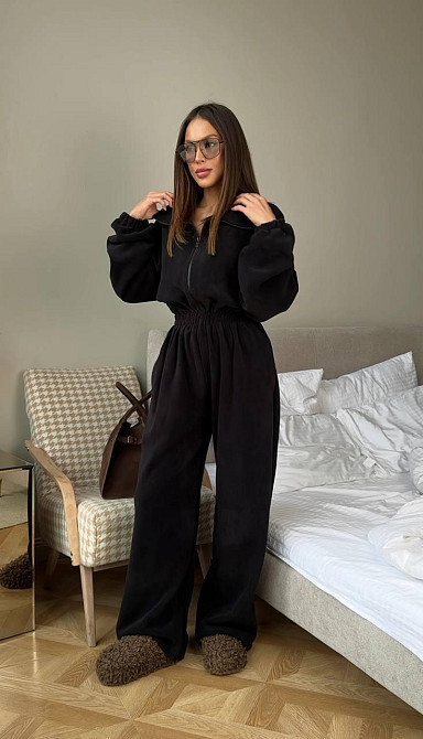 Стильный женский изящный комбинезон двусторонний флис. Черный, 46/48 Одесса - изображение 3
