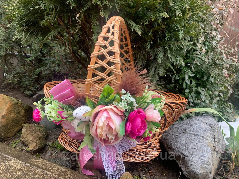 Корзинка с цветами, с декором, плетеная Киев - изображение 3