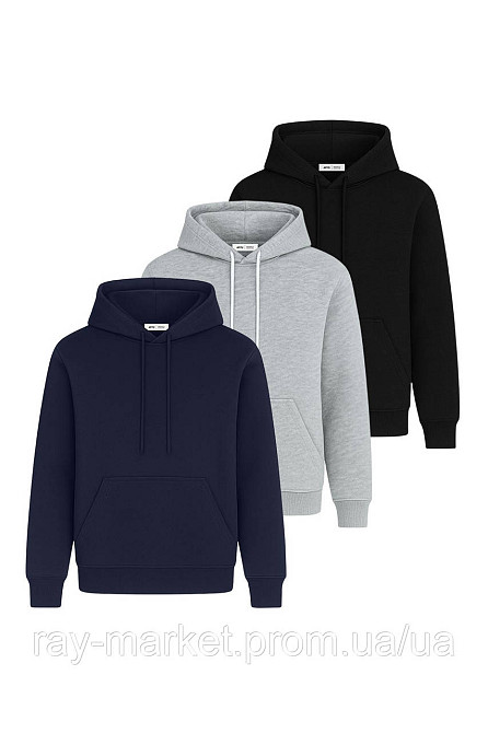 Набір жіночий худі утеплене 3шт RAY BASIC Темно-синій/Сірий меланж/Чорний (U0401W-Navy-Grey-Black) Київ - фото 1