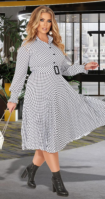 Красивое платье плиссе большого размера юбкой плиссе и поясом (52) Киев - изображение 1