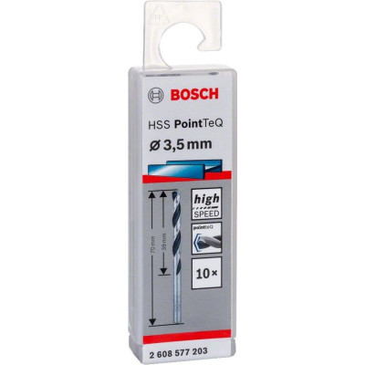 Сверло Bosch по металлу HSS-PointTeQ, 3.5х39х70мм, 10шт (2.608.577.203) Винница - изображение 3
