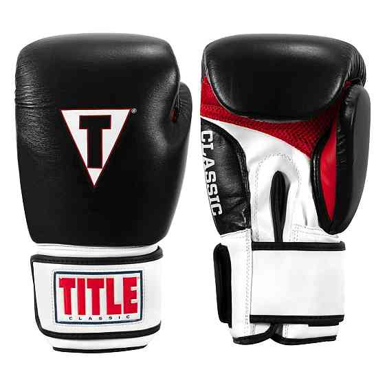 Боксерські рукавиці TITLE Classic Leather 2.0 Black/White/Red L 14 oz (бинти 4м. в комплекті) Кам'янське