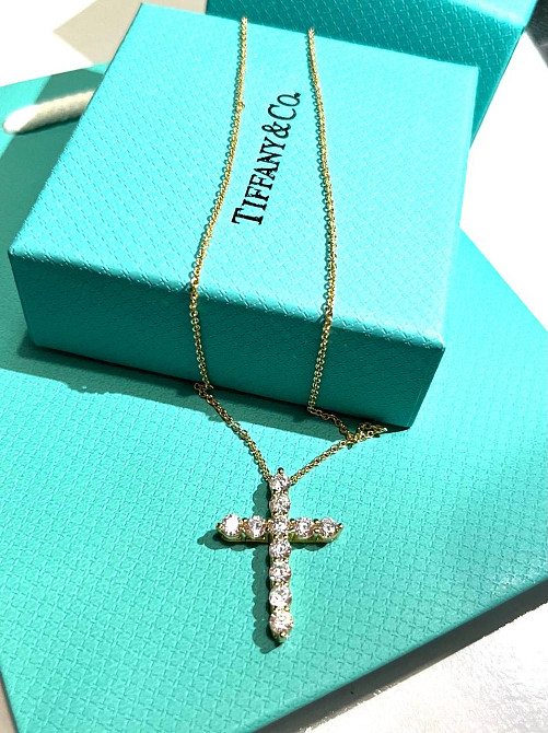 Хрестик Тіффані позолота 18К Гравірування Tiffany Одеса - фото 3