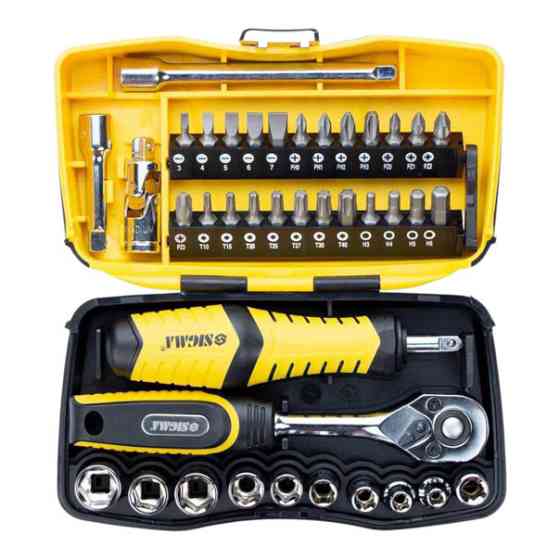 Набір інструменту 1/4" 39 шт, 4-12 мм з тріщ., подовжує., кардан, отв.-вороток, біти Мукачево