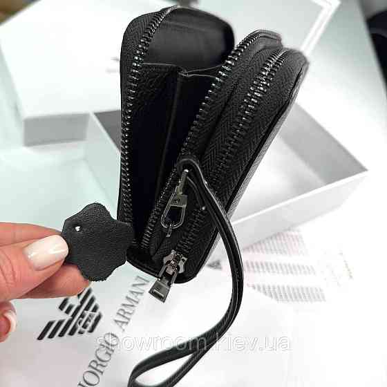 Кожаный брендовый кошелек клатч на два отделения Armani (6614) Киев