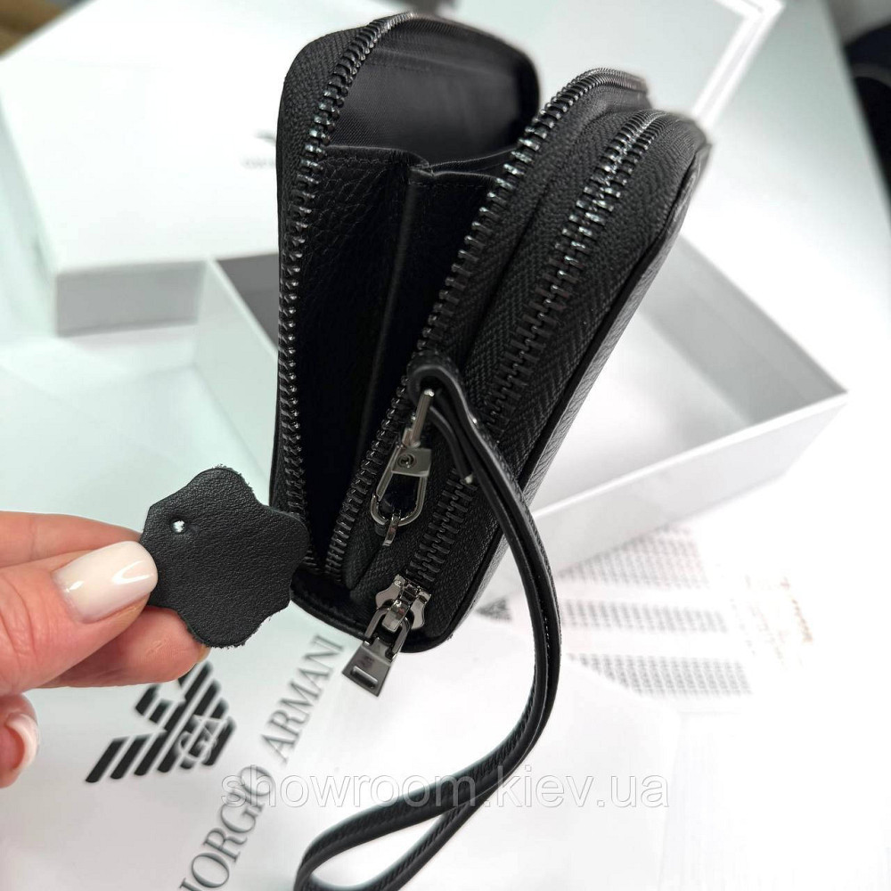 Кожаный брендовый кошелек клатч на два отделения Armani (6614) Киев - изображение 6