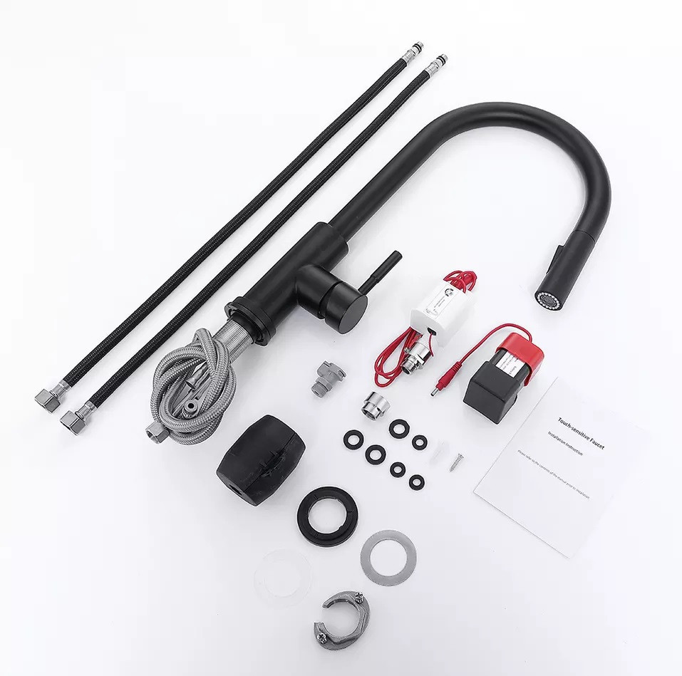 Розумний сенсорний змішувач для кухні WanFan з висувним виливом, кухонний кран з сенсорним датчиком, Черный Кам'янець-Подільський - фото 7