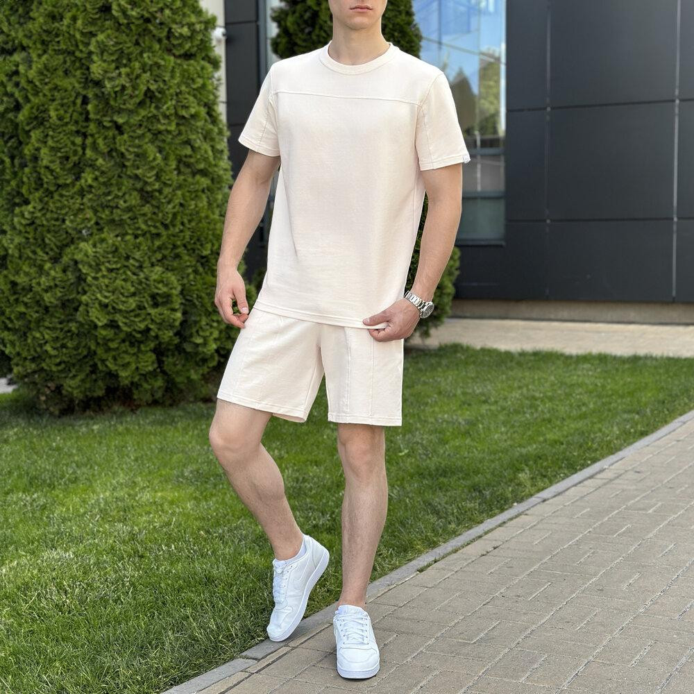 Літній комлект для чоловіків світлий бежевий шорти та футболка Pobedov Barel Київ - фото 9