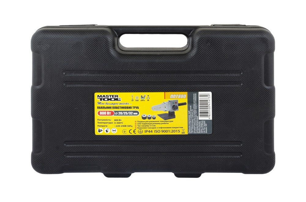 MASTERTOOL Паяльник для пластикових труб MASTERTOOL 20-32 мм 800 Вт/220 V/50 Hz 0-300°С IP44 LE Коломия - фото 7
