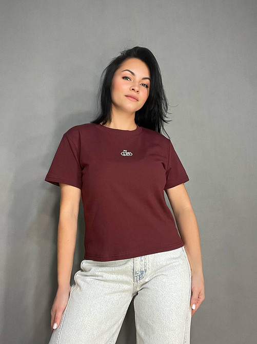 Футболка жіноча A-N 911-20 середня довжина вишня камінчики one size, бордовий, one size Київ - фото 6